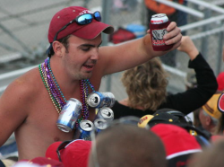 man with beer having fun